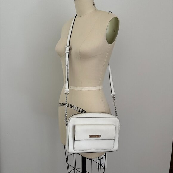 MICHAEL Michael Kors Handbags - MICHAEL KORS MK GEORGIA MEDIUM MESSENGER CROSSBODY LEATHER BAG OFF WHITE